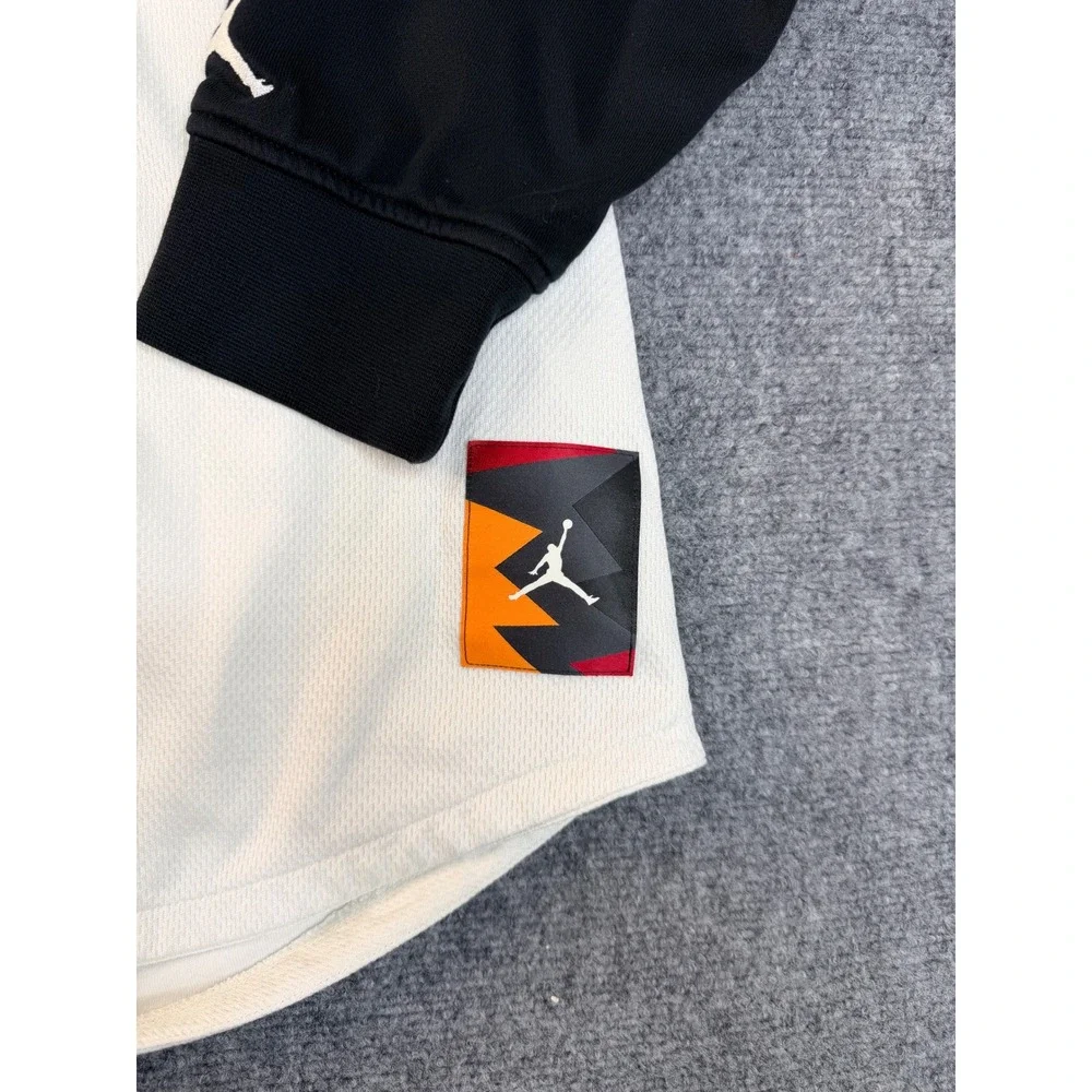 Jordan Mens XXL White Black Hooded Baseball Jersey Mesh Snap Front Shacket June - Picture 7 of 8